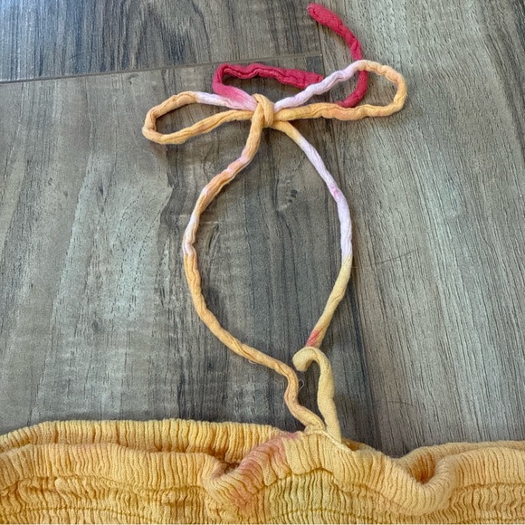 Cleopatra Halter Red Pink Yellow Tie Dye One Size Free Size Spring/Summer Dress - Picture 3 of 11